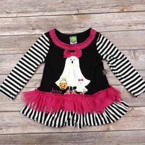 Dollie & Me 2T Cute Halloween Tunic Top Glitter Ghost Pink Tulle Ruffle